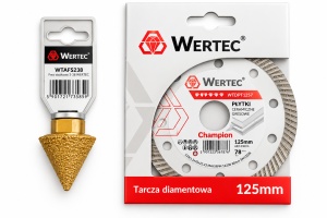 PACHET DISC DIAMANTAT 125x1.0x22.23x10mm CHAMPION+FREZA CONICA 2-38 MM-WERTEC - Img 2