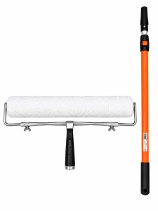 Set profesional pentru aplicare rășini epoxidice și poliuretanice – rolă 46 cm, cadru metalic și prelungitor telescopic 123–210 cm
