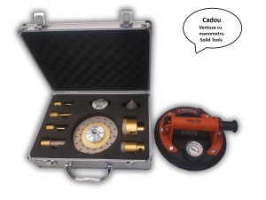 Set carote diamantate pt gresie portelanata/piatra WERTEC+CADOU Ventuza cu manometru Solid Tools