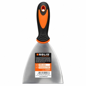 Șpaclu profesional din inox SOLID TOOLS 100 mm – mâner ergonomic 2k
