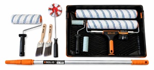 Set profesional Microfibra Premium – Trafaleți 25, 35 și 46 cm, pensule unghiulare, tavă 46 cm și prelungitor telescopic,Solid Tools