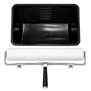 Set profesional pentru aplicare rășini epoxidice și poliuretanice – găleată AXUS 25 L, rolă 46 cm și cadru metalic
