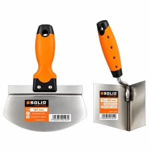 Set profesional SOLID Tools – Șpaclu inox 165 mm + Șpaclu pentru colțuri interioare 75 × 100 mm