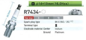 Bujie racing, count of electrodes: 1, wrench size: 16 ; M14; thread length: 19mm