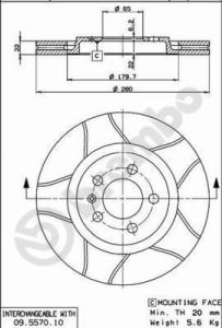 Disc de frana, BREMBO Max, 1pcs, Cut, fata ; Stanga/Dreapta, outer diameter 280 mm, thickness 22 mm, compatibil: SEAT TOLEDO I; VW CORRADO, GOLF III, PASSAT B3/B4, VENTO 1.6-2.9 06.91-04.99