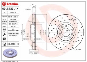 Disc de frana, BREMBO Xtra, 1pcs, Perforat, fata, outer diameter 303,5 mm, thickness 28 mm, compatibil: DS DS 4 II, DS 7; CITROEN BERLINGO, BERLINGO MULTISPACE, BERLINGO/MINIVAN 1.2-Electric 07.08-