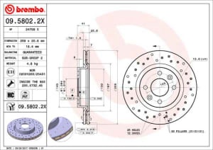 Disc de frana, BREMBO Xtra, 1pcs, Perforat, fata ; Stanga/Dreapta, outer diameter 259 mm, thickness 20,6 mm, compatibil: DACIA LOGAN, LOGAN EXPRESS, LOGAN II, LOGAN MCV, SANDERO, SANDERO II 1.0-2.0 01.88-