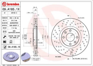 Disc de frana, BREMBO Xtra, 1pcs, Perforat, fata ; Stanga/Dreapta, outer diameter 302 mm, thickness 26 mm, compatibil: DS DS 3 / DS 3, DS 4, DS 5; CITROEN C4, C4 I, C4 II, C4 III, DS4, DS5 1.0-Electric 11.04-