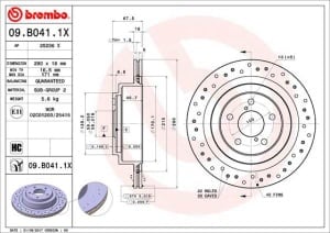 Disc de frana, BREMBO Xtra, 1pcs, Perforat, spate ; Stanga/Dreapta, outer diameter 290 mm, thickness 18 mm, compatibil: SUBARU IMPREZA, LEGACY IV, OUTBACK 2.0/2.5/3.0 12.00-12.09