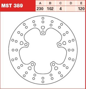 Disc frână fix spate, 230/102x4mm 5x120mm, diametru gaură de centrare 8,5mm, spacing 0 compatibil: YAMAHA YZF-R125 125 2008-2013