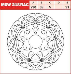 Disc frână flotant față, 290/69x5mm 5x91mm, diametru gaură de centrare 10,5mm, spacing 0 compatibil: SUZUKI GSF 1500 (Intruder)/1800R (C) (Intruder)/1800RT (C) (Intruder Ed)/650/650 (Bandit)/650A (Ban