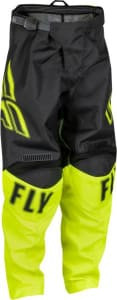 Pantaloni off road FLY RACING YOUTH F-16 culoare negru/fluorescent/galben, mărime 22