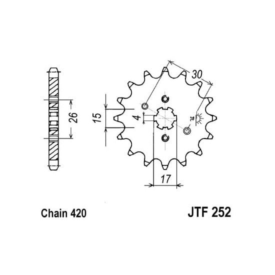 Pinion față oțel, tip lanț: 420, număr dinți: 13, compatibil: HONDA ATC, CB, CRF, MBX, ST, XR 50/70/80 - 1 | YEO