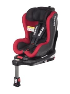 Scaun copil SK500 ECE R129 (I-SIZE) (0-18 kg.), Black/Red, perforated polyester / plastic / polyester, ISOFIX with base + stabilizing support