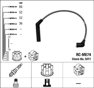 Set cabluri bujii compatibil: MITSUBISHI COLT III, COLT IV, COLT V, LANCER IV, LANCER V, LANCER VI, MIRAGE IV 1.3 04.88-09.03