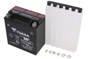 Baterie AGM/Dry charged with acid/Starting YUASA 12V 14,7Ah 230A L+ Maintenance free electrolyte included 150x87x161mm Dry charged with acid YTX16-BS-1 fits: SUZUKI BOULEV