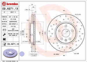 Disc de frana, BREMBO Xtra, 1pcs, Perforat, fata, outer diameter 321 mm, thickness 30 mm, compatibil: CHEVROLET CAMARO, EQUINOX, MALIBU; OPEL INSIGNIA A, INSIGNIA A COUNTRY; SAAB 9-5 1.4-3.6 07.08-