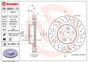 Disc de frana, BREMBO Xtra, Perforat, fata ; Stanga/Dreapta, outer diameter 312 mm, thickness 28 mm, compatibil: RENAULT CLIO III, MEGANE II 2.0/2.0D 05.04-12.14
