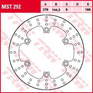 Disc frână fix față, 276/144,3x6mm 6x166mm, diametru gaură de centrare 10,5mm, spacing 0 compatibil: HONDA CBR 1000F/1000F (Interceptor)/1000F2 (Bol d\'Or)/1000FE/1000R/1100C (Magna)/125R/400A ABS (Si