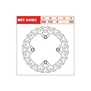 Disc frână fix spate, 240/112x4mm 4x130mm, diametru gaură de centrare 10mm, spacing 0 compatibil: HUSQVARNA CR 125/250/250 4T/250 Meo Replica/250R/310/310R/449/511/610/610E/610ie/630/630ie 2005-2014