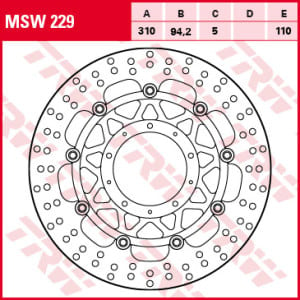 Disc frână flotant față, 310/94,2x5mm 5x110mm, diametru gaură de centrare 6,5mm, spacing 0 compatibil: HONDA VFR 800F (ABS) 2017-2017 - 1 | YEO