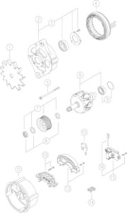 Alternator (14V, 65A) compatibil: DEUTZ FAHR 310, 320, 57, 60, 65, 67, 70, 75, 80, 90, 310 ECOLINE, 315 ECOLINE, 320 ECOLINE, 410, 410 ECOLINE, 420, 4.80 MK1; FIAT 1000, 1000 S, 1180, 1280, 1300 DT, 1380