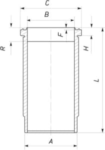 Camasa cilindru (inner diameter: 130,18mm, length: 314mm, flange diameter: 157,6mm) compatibil: VOLVO B12, F12, N12, NL; AKERMAN H TD120G-TD123ES