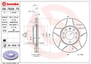 Disc de frana, BREMBO Max, 1pcs, Cut, fata ; Stanga/Dreapta, outer diameter 280 mm, thickness 25 mm, compatibil: CHEVROLET ASTRA, ZAFIRA; OPEL ASTRA G, ASTRA G/KOMBI, ASTRA H, ASTRA H CLASSIC 1.2-2.2D 02.98-