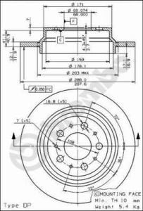 Disc de frana, BREMBO Max, 1pcs, Cut, spate ; Stanga/Dreapta, outer diameter 288 mm, thickness 12 mm, compatibil: VOLVO S60 I, S70, S80 I, V70 I, V70 II, XC70 I 2.0-3.0 12.95-04.10