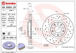 Disc de frana, BREMBO Xtra, 1pcs, Perforat, fata ; Stanga/Dreapta, outer diameter 305 mm, thickness 28 mm, compatibil: ALFA ROMEO 159, BRERA, GIULIETTA, GIULIETTA/HATCHBACK, SPIDER; CHRYSLER 200 1.4-2.4 06.05-