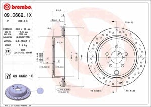 Disc de frana, BREMBO Xtra, 1pcs, Perforat, spate, outer diameter 290 mm, thickness 18 mm, compatibil: SUBARU BRZ, LEGACY V, OUTBACK; TOYOTA GR 86, GT 86 2.0-3.6 09.09-