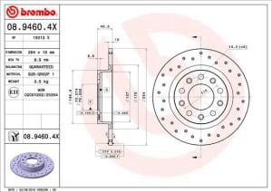 Disc de frana, BREMBO Xtra, 1pcs, Perforat, spate ; Stanga/Dreapta, outer diameter 264 mm, thickness 10 mm, compatibil: ALFA ROMEO GIULIETTA, GIULIETTA/HATCHBACK 1.4-2.0D 04.10-12.20