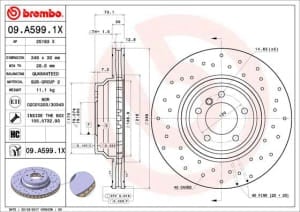 Disc de frana, BREMBO Xtra, Perforat, fata ; Stanga/Dreapta, outer diameter 348 mm, thickness 30 mm, compatibil: BMW 3 (E90), 3 (E91), 3 (E92), 3 (E93), X1 (E84) 3.0/3.0D 12.04-12.13