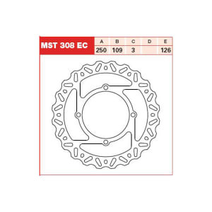 Disc frână fix față, 250/109x3mm 4x126mm, diametru gaură de centrare 9,3mm, spacing 0 compatibil: KAWASAKI KX 250/250F 2004-2018