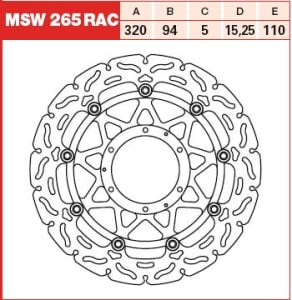 Disc frână flotant față, 320/94x5mm 6x110mm, diametru gaură de centrare 6,5mm, spacing 15,25 (contains holes for fitting ABS sensor) compatibil: HONDA CBR 1000RA (Fireblade ABS)/1000RR (Fireblade) 200