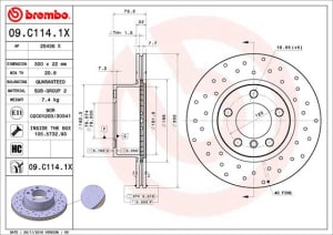 Disc de frana, BREMBO Xtra, fata ; Stanga/Dreapta, outer diameter 300 mm, thickness 22 mm, compatibil: BMW 1 (F20), 1 (F21), 3 (F30, F80), 3 (F31), 3 GRAN TURISMO (F34), 4 (F32, F82), 4 (F33 1.5-3.0D 07.11-