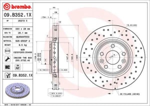 Disc de frana, BREMBO Xtra, Perforat, fata ; Stanga/Dreapta, outer diameter 320 mm, thickness 28 mm, compatibil: RENAULT CLIO IV, ESPACE V, GRAND SCENIC III, GRAND SCENIC IV, LAGUNA, LAGUNA III 1.2-3.5 10.07-