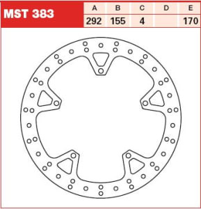 Disc frână fix față, 292/155x4mm 5x170mm, diametru gaură de centrare 8,5mm, spacing 0 compatibil: YAMAHA YZF-R125 125 2008-2013