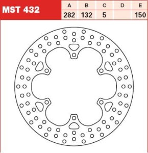 Disc frână fix spate, 282/132x5mm 6x150mm, diametru gaură de centrare 8,5mm, spacing 0 compatibil: YAMAHA XT 1200 (Super Tenere ABS)/1200 (Super Tenere ES)/1200 (Worldcrosser ABS)/1200Z (Super Tenere A