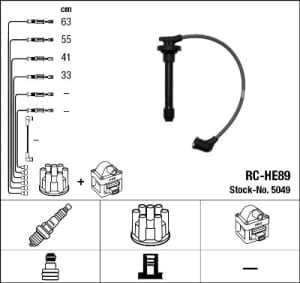 Set cabluri bujii compatibil: HONDA ACCORD IV, ACCORD V, ACCORD VI, PRELUDE IV, PRELUDE V 1.6-2.2 02.92-12.02