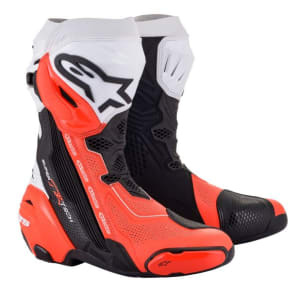 Cizme Moto sport de piele SUPERTECH R VENTED ALPINESTARS culoare black/fluorescent/red/white, mărime 41