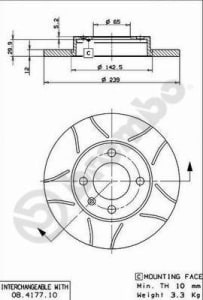 Disc de frana, BREMBO Max, 1pcs, Cut, fata ; Stanga/Dreapta, outer diameter 239 mm, thickness 12 mm, compatibil: AUDI 80 B1, 80 B2, COUPE B2; SEAT CORDOBA, CORDOBA VARIO, IBIZA II 1.0-Electric 05.72-07.06