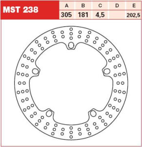 Disc frână fix față, 305/181x4,5mm 5x202,5mm, diametru gaură de centrare 16,5mm, spacing 0 (required kit for conversion MST%FK) compatibil: BMW K 1100S/1200GS/1200GS (Adventure)/1200GS LC/1200GS LC (