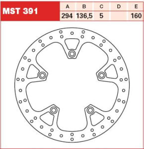 Disc frână fix spate, 294/136,5x5mm 5x160mm, diametru gaură de centrare 10,5mm, spacing 0 compatibil: BMW K 1200GT 2001-2008