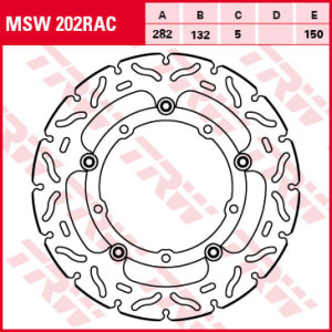 Disc frână flotant față, 282/132x5mm 5x150mm, diametru gaură de centrare 8,3mm, spacing 0 compatibil: YAMAHA MT-07 700/700 Moto Cage/700 Moto Cage /700 Tenere/700 Xtribute/700A/700A Moto Cage/700A Tra