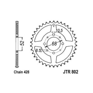 Pinion spate oțel, tip lanț: 428, număr dinți: 49, compatibil: KAWASAKI KC, KE, KH, KM; SUZUKI A, DS, FL, GP, GT, JR, RM, TS 80/100/125 1974-2010