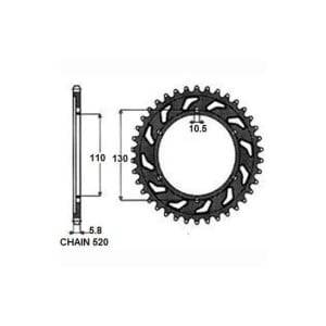 Pinion spate oțel, tip lanț: 520, număr dinți: 50 compatibil: YAMAHA TT-R, WR, YZ 125-450 1998-2020