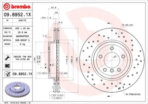 Disc de frana, BREMBO Xtra, 1pcs, Perforat, fata ; Stanga/Dreapta, outer diameter 325 mm, thickness 25 mm, compatibil: BMW 3 (E46), Z4 (E85), Z4 (E86) 2.2-3.0D 10.99-02.09