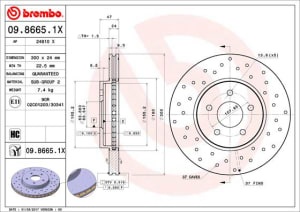 Disc de frana, BREMBO Xtra, Perforat, fata ; Stanga/Dreapta, outer diameter 300 mm, thickness 24 mm, compatibil: FORD MONDEO III; JAGUAR X-TYPE I 1.8-3.0 10.00-12.09