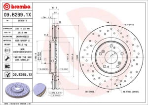 Disc de frana, BREMBO Xtra, Perforat, fata ; Stanga/Dreapta, outer diameter 320 mm, thickness 32 mm, compatibil: HONDA ACCORD IX, ACCORD VIII 2.0-3.5 06.08-